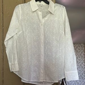 Candace Cameron Burre White Eyelet Blouse size XS